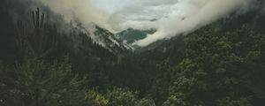 Preview wallpaper mountains, hills, forest, clouds, landscape, nature