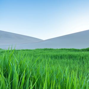 Preview wallpaper mountains, hills, meadow, grass, landscape, green