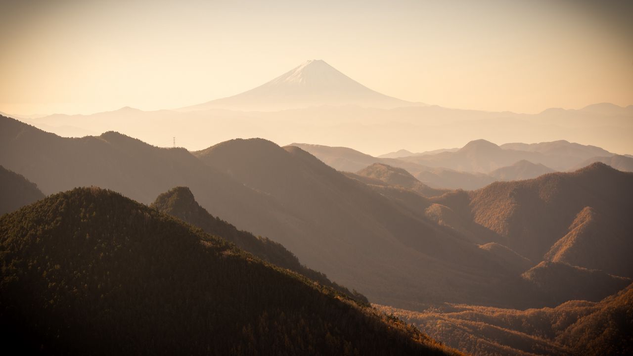 Wallpaper mountains, hills, peaks, fog, landscape