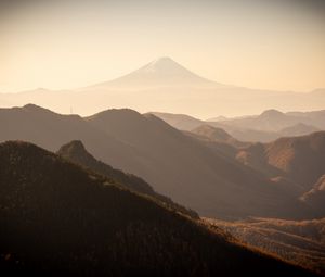 Preview wallpaper mountains, hills, peaks, fog, landscape