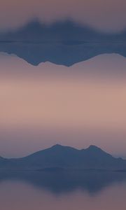 Preview wallpaper mountains, hills, reflection, dusk