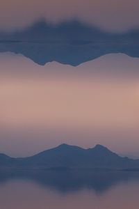 Preview wallpaper mountains, hills, reflection, dusk