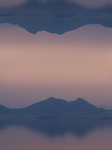 Preview wallpaper mountains, hills, reflection, dusk
