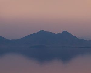 Preview wallpaper mountains, hills, reflection, dusk