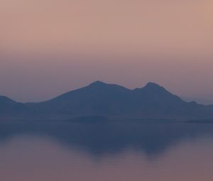 Preview wallpaper mountains, hills, reflection, dusk