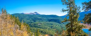 Preview wallpaper mountains, hills, relief, trees, landscape, aerial view