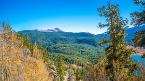 Preview wallpaper mountains, hills, relief, trees, landscape, aerial view