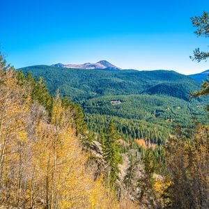 Preview wallpaper mountains, hills, relief, trees, landscape, aerial view