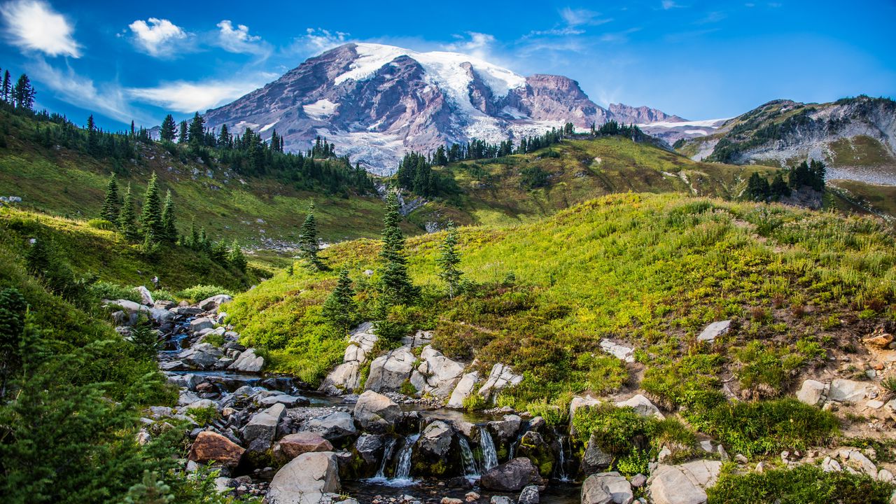 Wallpaper mountains, hills, river, landscape, nature