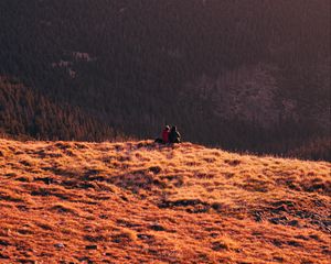 Preview wallpaper mountains, hills, silhouettes, forest, fog, dusk