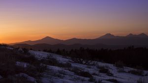 Preview wallpaper mountains, hills, slope, snow, sunset