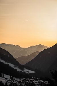 Preview wallpaper mountains, hills, slope, village