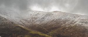 Preview wallpaper mountains, hills, snow, clouds, landscape