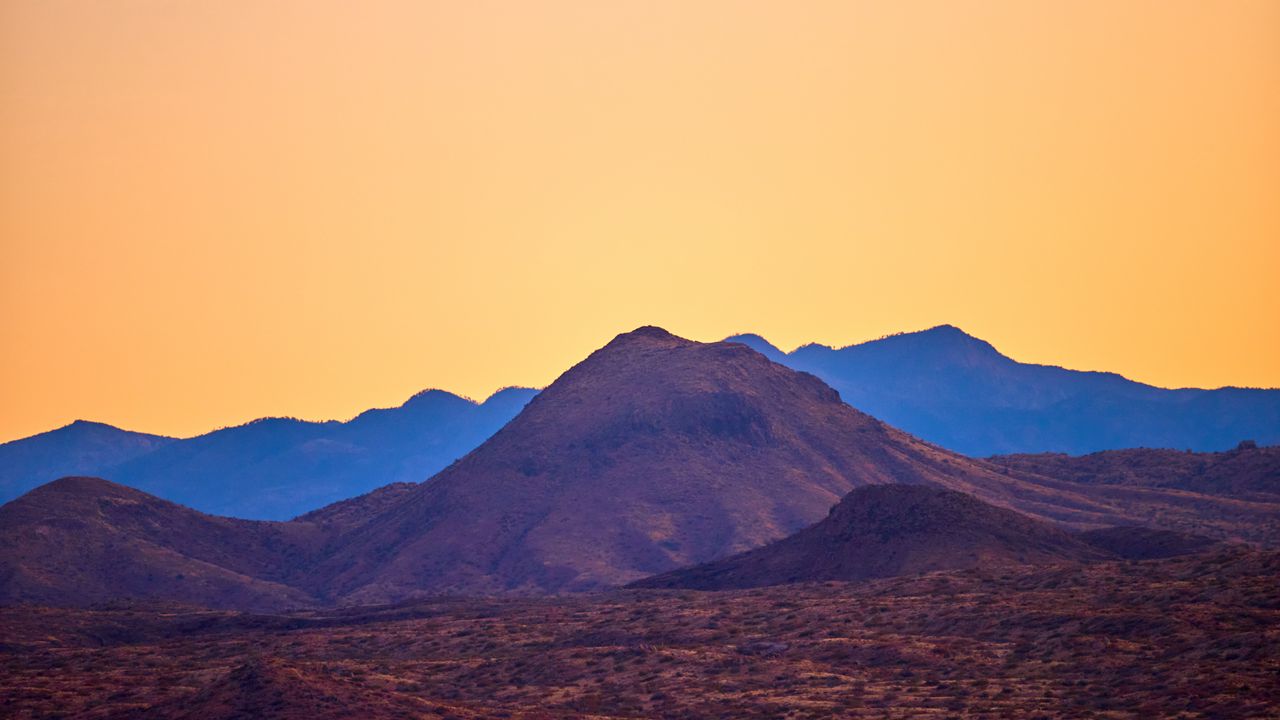 Wallpaper mountains, hills, sunset, dusk