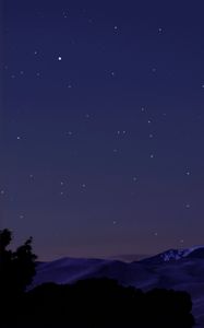 Preview wallpaper mountains, hills, trees, silhouettes, stars, night, dark