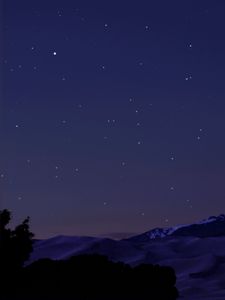 Preview wallpaper mountains, hills, trees, silhouettes, stars, night, dark