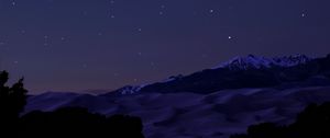 Preview wallpaper mountains, hills, trees, silhouettes, stars, night, dark