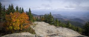 Preview wallpaper mountains, hills, trees, clouds, horizon, landscape, view