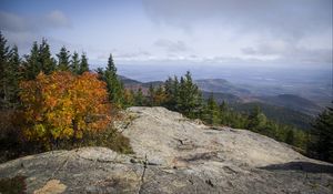 Preview wallpaper mountains, hills, trees, clouds, horizon, landscape, view