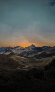 Preview wallpaper mountains, hilly, landscape, relief, twilight