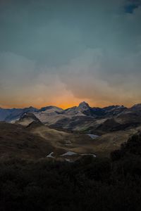 Preview wallpaper mountains, hilly, landscape, relief, twilight