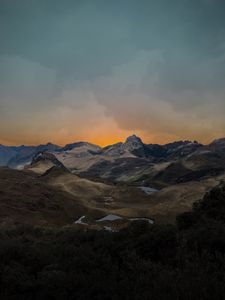 Preview wallpaper mountains, hilly, landscape, relief, twilight