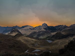 Preview wallpaper mountains, hilly, landscape, relief, twilight