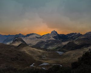Preview wallpaper mountains, hilly, landscape, relief, twilight