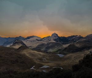 Preview wallpaper mountains, hilly, landscape, relief, twilight