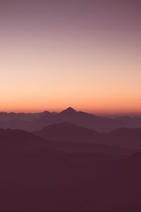 Preview wallpaper mountains, horizon, outlines, sunset, sky