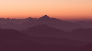 Preview wallpaper mountains, horizon, outlines, sunset, sky