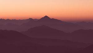 Preview wallpaper mountains, horizon, outlines, sunset, sky