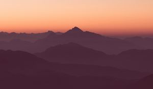 Preview wallpaper mountains, horizon, outlines, sunset, sky