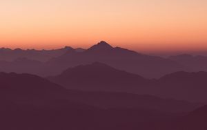 Preview wallpaper mountains, horizon, outlines, sunset, sky