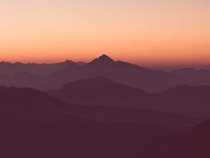 Preview wallpaper mountains, horizon, outlines, sunset, sky