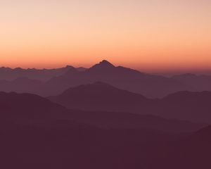 Preview wallpaper mountains, horizon, outlines, sunset, sky