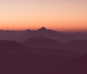 Preview wallpaper mountains, horizon, outlines, sunset, sky