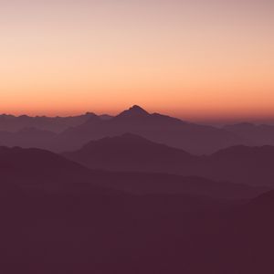 Preview wallpaper mountains, horizon, outlines, sunset, sky