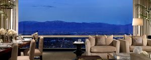 Preview wallpaper mountains, hotel, window, room, table, vip, interior design, landscape