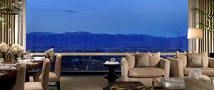 Preview wallpaper mountains, hotel, window, room, table, vip, interior design, landscape