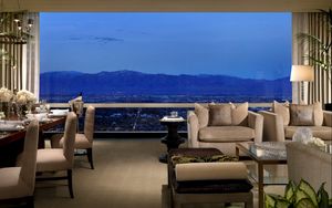 Preview wallpaper mountains, hotel, window, room, table, vip, interior design, landscape