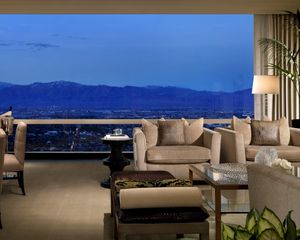 Preview wallpaper mountains, hotel, window, room, table, vip, interior design, landscape