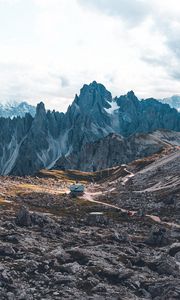 Preview wallpaper mountains, house, building, landscape, rocky