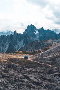 Preview wallpaper mountains, house, building, landscape, rocky