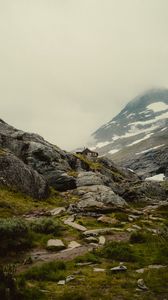 Preview wallpaper mountains, house, greenery, landscape