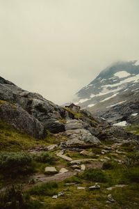 Preview wallpaper mountains, house, greenery, landscape