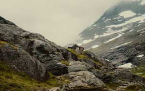 Preview wallpaper mountains, house, greenery, landscape