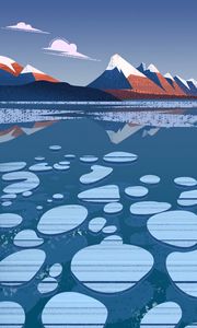 Preview wallpaper mountains, ice floes, art