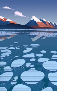 Preview wallpaper mountains, ice floes, art