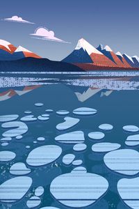 Preview wallpaper mountains, ice floes, art